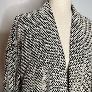 Marine Layer Black White Nubby Knit Open Front Cardigan Size Large